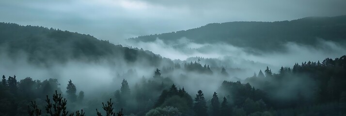 Canvas Print - Misty Forest Landscape Illustration