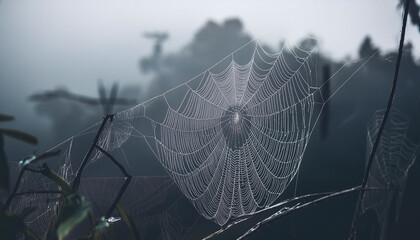 spider web in the morning