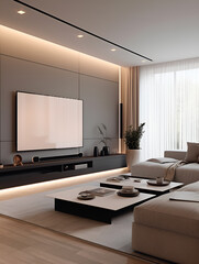 Wall Mural - there is a large television on the wall in the living room