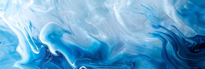 Wall Mural - Abstract Blue and White Swirling Liquid Background Illustration