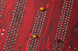 © Aleksei - Circuit board with resistors microchips and electronic components background. Computer hardware technology. Integrated communication processor.