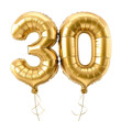 © JH45 - Golden Foil Number 30 Balloons for Celebrating a 30th Birthday or Anniversary