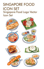 singapore food logo vector icon set