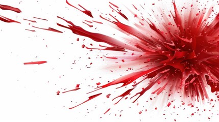 Sticker - A striking red explosion on a pure white background, showcasing vibrant color and intense energy. Perfect for bold visuals.