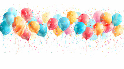 Balloon bunting Birthday theme in Watercolor, generated ai