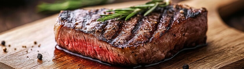 Wall Mural - Prime Cut: Close-up of Juicy Steak with Perfect Marbling, High-Quality Gourmet Meat for Culinary Delight