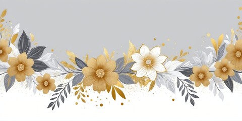 gold theme floral border with grey lining and white sp background