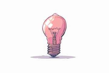 Canvas Print - Pink brain lightbulb icon creativity and innovation concept vector illustration bright colors mental inspiration