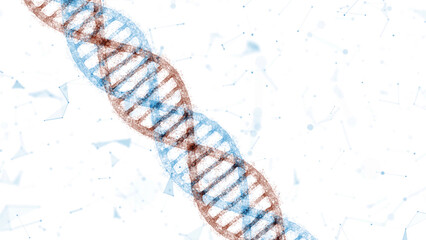Wall Mural - artistic detailed red and blue dna helix molecules science isolated on white background. science ill