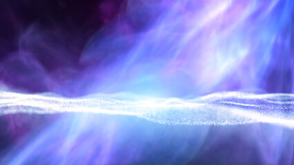 Poster - artistic shining nebula light in wavy detailed glowing universe illustration background.