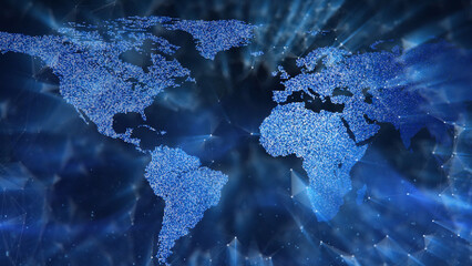 Poster - digital world map cyberspace illustration.
