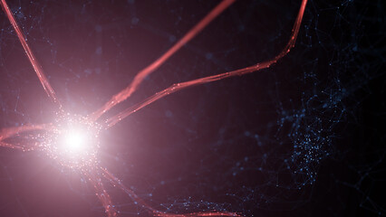 Poster - red neuron cel illustration background.