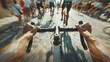 © Tuwaporn - Close-up of a cyclist's hands on the handlebars during a race