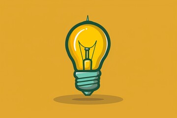 Sticker - Minimalistic yellow lightbulb icon creativity and innovation concept vector illustration simple design mental inspiration