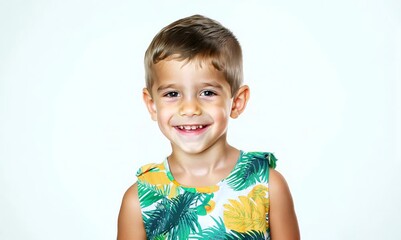 Sticker - Portrait of a smiling little boy. Studio shot over white.