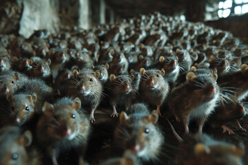 Wild bunch of rats plague in metro underground.