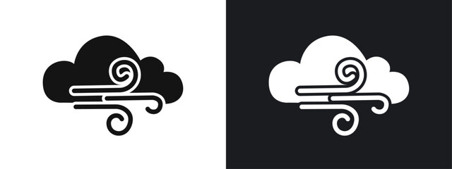 Blowing wind icon linear graphics set vector in black