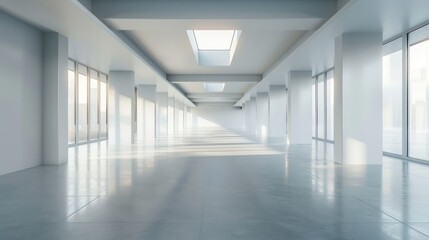 Interior of a minimalist residential building showcasing open space and natural light