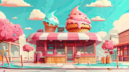 Wall Mural - whimsical ice cream shop