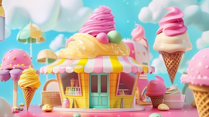 Wall Mural - whimsical ice cream shop