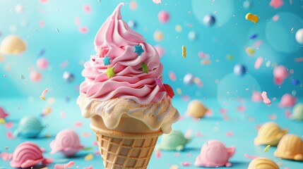 Wall Mural - a flyer for an ice cream shop. colorful ice cream delights