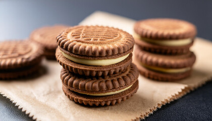 Wall Mural - Tasty cookies with creamy filling. Delicious sweet food.