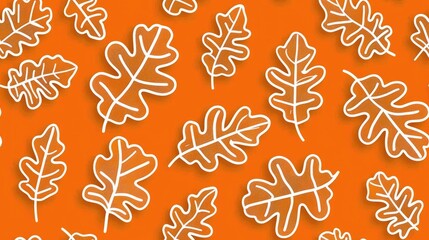 Canvas Print - autumn leaves pattern orange background