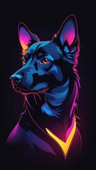 Outline dog neon in the dark gradient colors