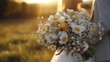 © sorin - Romantic wedding bouquet close up with blurred bride and groom, perfect for romance themes