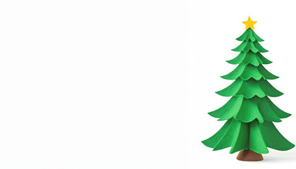 Wall Mural - Cute green christmas tree with copy space