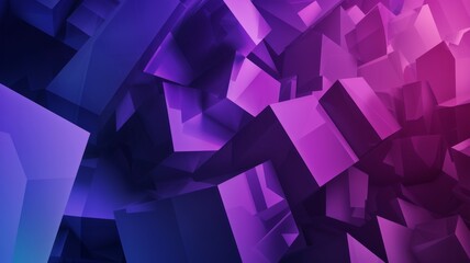 Wall Mural - Abstract background wallpaper. Geometric shapes in purple and blue, depth perspective, visualization of data. technology, showcase, banner, game, sport, cosmetic, business, metaverse.