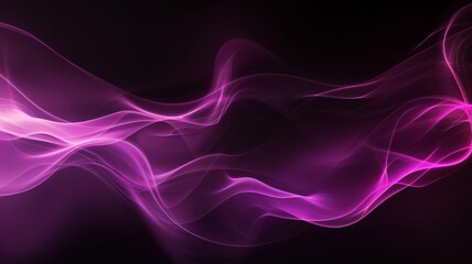 Wall Mural - abstract background wallpaper. purple glowing smoke line on black, aroma sticks vapor blured. flowin