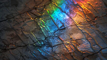 Poster - Colorful Reflections on Wet Pavement After a Rain in Urban Setting