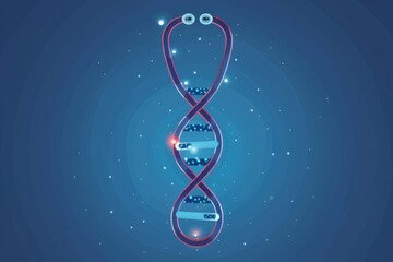 Poster - DNA helix symbol with medical theme blue and purple colors representing genetics and healthcare