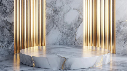 Wall Mural - silver marble and gold abstract background with generative ai. product display podium. luxury minima