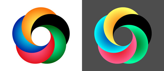 Poster - circle with 5 color segments. logo or icon for any project. red, green, black, yellow and blue color