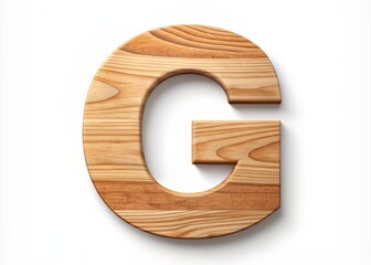 Stylized initial letter G made from natural wood texture, featuring a modern contour design with a subtle grain pattern, perfect for outdoor or eco-friendly branding.