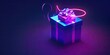 © jambulart - Neon Gift Box with Glowing Ribbon