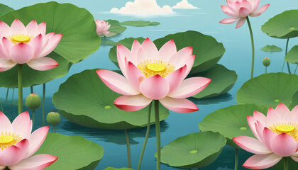 Wall Mural - Lotus and leaf