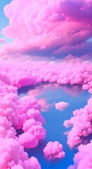 Wall Mural - Pink cloud over blue water seamless looping 4k animation