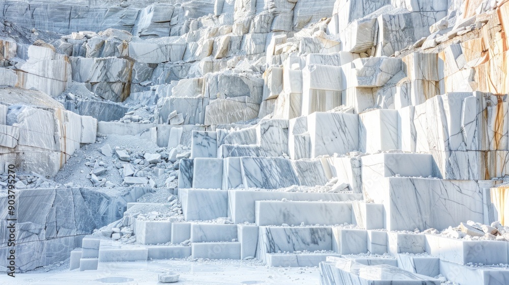 Marble Extraction Process Marble quarry, extraction and processing of white marble, open mining ...
