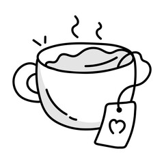 Sticker - A tea break icon in doodle style 

