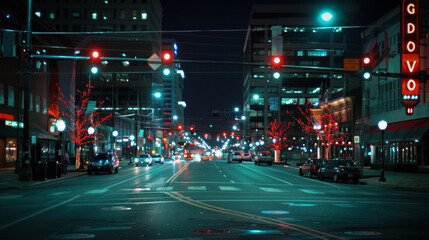 Wall Mural - Street corner at night