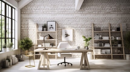 Canvas Print - decor white brick office