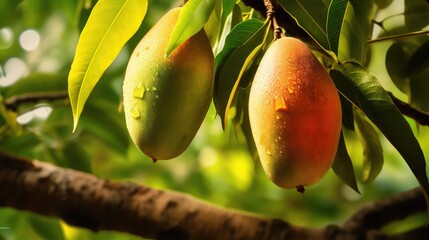 Wall Mural - leaves tropical mango fruit