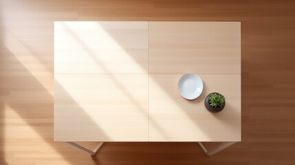 Wall Mural - clean wood table overhead