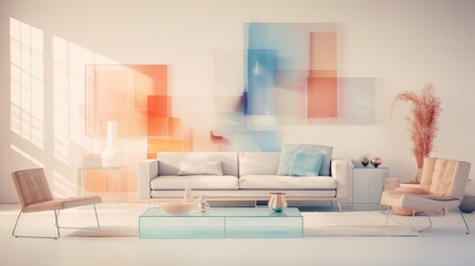 Wall Mural - living blurred interior design graphic