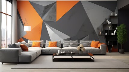 Poster - walls grey and orange background