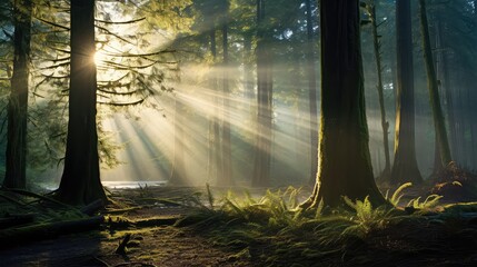 Wall Mural - rays light through the trees