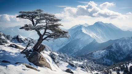 Poster - snow black pine trees